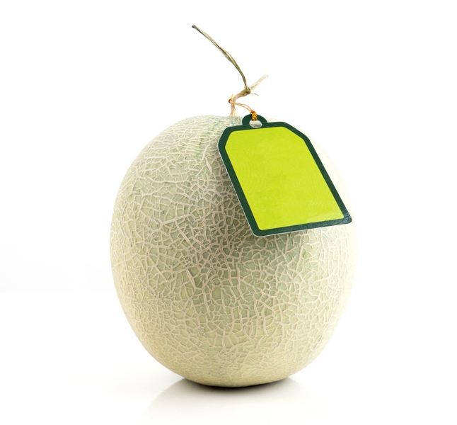 étiquette sur un melon
